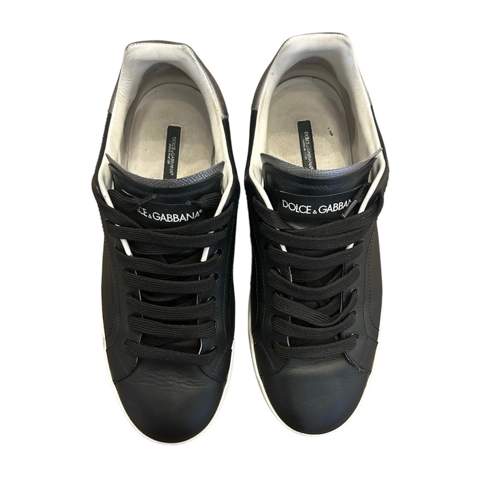 Dolce & Gabbana BASSA Black and White Leather Sneakers size 10 (Italian Size) - Picture 2 of 5